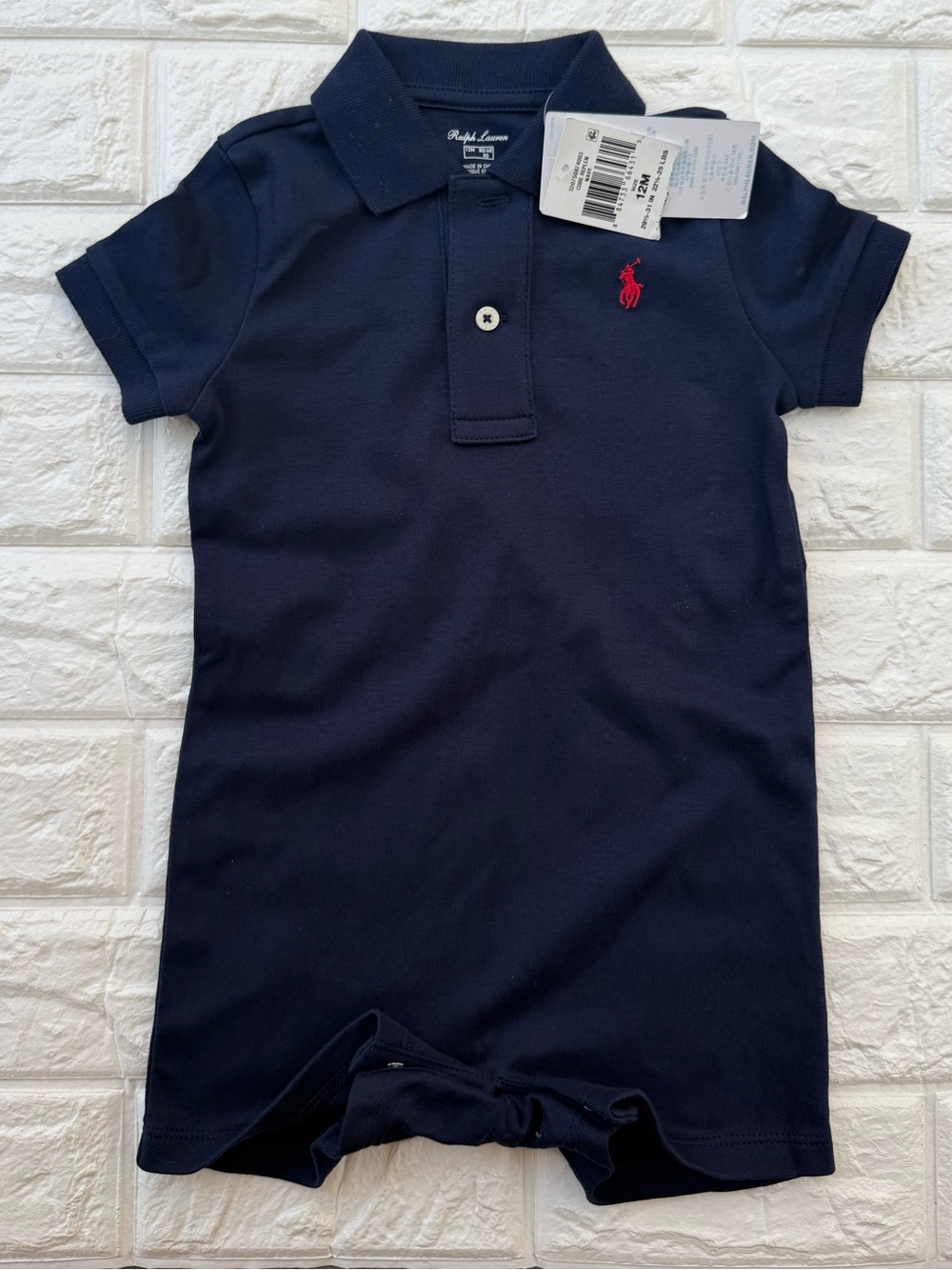 RALPH LAUREN Baby Boy Shortall Romper - 12M blue
